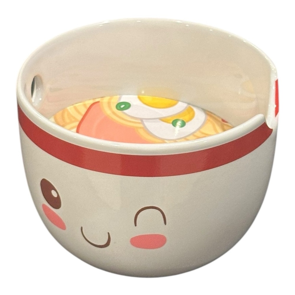 Maruchan Ceramic Ramen Noodle Bowl with Chopstick Notches Kawaii Anime Gift